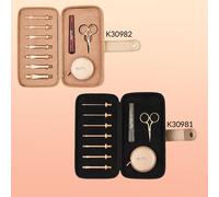 KnitPro Oasis Chunky Häkelset - 1 Holzgriff, 7 Haken in den Größen 5,5 mm bis 10 mm, 1 rotgoldene Schere, 1 Maßband, 10 Metall-Maschenmarkierer, 1 Greifer