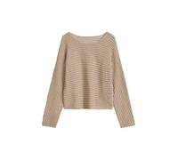 Strickpullover MARC O'POLO "aus Bio-Baumwolle-Leinen-Mix", Damen, Gr. L, sandpaper, Obermaterial: 90% Baumwolle, 10% Leinen, unifarben, U-Boot-Ausschnitt, Pullover Strickpullover (97854014-L) sandpape