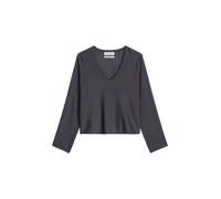 Strickpullover MARC O'POLO "aus Merinowolle-Viskose-Mix", Damen, Gr. XS, blau graphite, Obermaterial: 59% Schurwolle, 40% Viskose, 1% Polyamid, unifarben, V-Ausschnitt, Pullover Strickpullover (126127