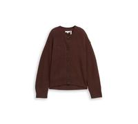 Tom Tailor - Oversize Cardigan mit Rundhalsausschnitt dark pecan brown melange - Gr. - M