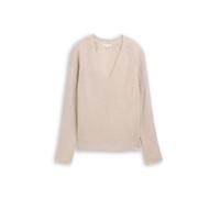 Tom Tailor Strickpullover mit V-Ausschnitt dusty alabaster melange Größe XXL