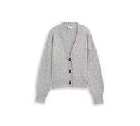 Cardigan TOM TAILOR, Damen, Gr. XXL, medium silber grau melange, Strick, Obermaterial: 47% Polyester, 47% Viskose, 6% Polyamid, meliert, regular fit normal, V-Ausschnitt, Rippbündchen, Strickjacken, m
