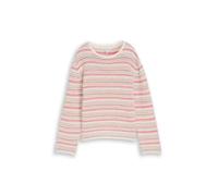 Strickpullover TOM TAILOR, Damen, Gr. XXL, pink beige stripe, Strick, Obermaterial: 100% Baumwolle, gestreift, regular fit normal, Rundhals, Rollkante, Pullover Strickpullover, mit Streifen Muster (23