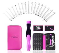 Knitiss 17 Größen beleuchtetes Häkelnadel-Set, 2,5 mm bis 14,0 mm, wiederaufladbar, leuchtende Häkelnadeln mit Etui