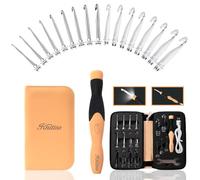 Knitiss Leuchtendes Häkelnadel-Set, 17 Größen, 2,5 mm ~ 14,0 mm, wiederaufladbare Häkelnadeln mit Lichtern, ergonomische Häkelnadel mit weichem Griff