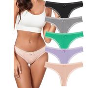 KNITLORD Bambusfaser String Tanga Damen Spitze Unterhosen Weich Atmungsaktive Unterwäsche Frauen Sexy Thong Panty Set 5er-Pack S