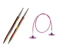 KnitPro 20401 Symfonie austauschbare Nadelspitzen, Holz, 3.5 mm & Options Seil für Nadeln - 60cm Gesamtlänge (Seil + Nadelspitzen)