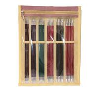 KnitPro 29312 Sockenstricknadel, Holz / Messing, Mehrfarbig (Aquamarin, Burgunder Rosa, Gelber Topas, Aquamarin, Fuchsien-Fan), 20 cm, 6er Pack (6 x 5 Stück)