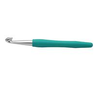 KnitPro 30918, Aluminium-Häkelnadel mit Soft Waves-Griff, 10 mm, Grün (Jade)