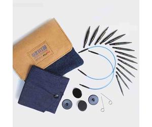 KnitPro Austauschbare Nadeln Set Mini Holz Indigo 5cm lang 20645