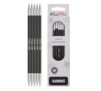 KnitPro Carbonz Strumpfstricknadeln 5-Stücke, 20 cm Länge x 5.00 mm Stärke, Schwarz