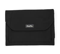 KNITPRO K12864 Coal Sortiertes Stricknadeletui - für Doppelspitznadeln, austauschbare Nadelspitzen, Kabel und Zubehör, Veloursleder, Schwarz, 25 x 18 x 2cm