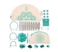 KNITPRO The Mindful Collection The Warmth Set Austauschbare Edelstahlnadeln 10 cm, Blaugrün & Ecru, KP36310