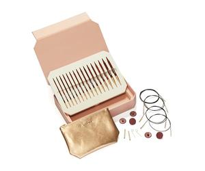KnitPro Deluxe-Geschenkset - austauschbare Rundstricknadeln Symfonie Rose (3,50-8,00 mm) mit Zubehör, Rotbraun