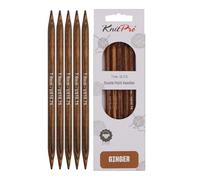 KnitPro Nadelspiele Ginger K31033 – Strumpfstricknadeln aus Holz, Braun, 20 cm, 7 mm, 5er-Pack