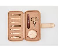 KnitPro Oasis Chunky Häkelset - 1 Holzgriff, 7 Haken in den Größen 5,5 mm bis 10 mm, 1 rotgoldene Schere, 1 Maßband, 10 Metall-Maschenmarkierer, 1 Greifer