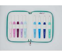 KnitPro Waves Häkelnadel-Set - 9-Haken-Deluxe-Geschenkset, Größen 2 - 6 mm, ergonomische weiche Griffe, weicher Gummigriff für arthritische Hände, leichte und bequeme Häkelnadeln zum Stricken