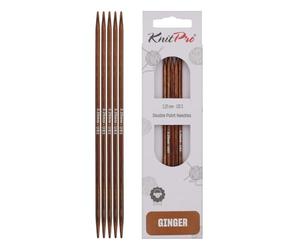 KnitPro Ingwer-Doppelspitz-Stricknadeln - 12,5 cm x 3,25 mm, 5er-Pack, Brown