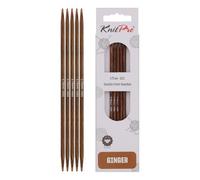 KnitPro Ingwer-Doppelspitz-Stricknadeln - 12,5 cm x 3,75 mm, 5er-Pack, Brown