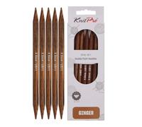 KnitPro Ingwer-Doppelspitz-Stricknadeln - 12,5 cm x 8 mm, 5er-Pack, Brown