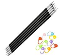 KnitPro Karbonz DPN Stricknadeln mit Doppelspitze, 20,3 cm, Größe 6 (20 cm, 4,00 mm) mit 10 bunten Maschenmarkierern