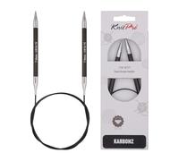 KnitPro Karbonz Rundstricknadeln 60cm, 7,00mm Rundstricknadel, Karbon/Messing, Schwarz/Silber, 22x11x0.5 cm