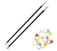 KnitPro Karbonz Stricknadeln, gerade, 35,6 cm, Größe 6 (35 cm, 4,00 mm), mit 10 bunten Maschenmarkierern