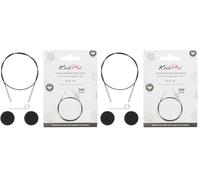 KnitPro - KnitPro The Mindful Collection Edelstahl Schwarz/Silber Schwenken 360° Austauschbar Kabel für 80cm Nadel - 1 Stück (Packung mit 2)