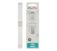 KnitPro Strumpfstricknadeln Nova Cubics K12105, Messing, 3 mm, 15 cm, 5 Stück, Silber