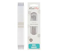 KnitPro Strumpfstricknadeln Nova Cubics K12130 – 4,5 mm, 20 cm, 5 Stück, Silber
