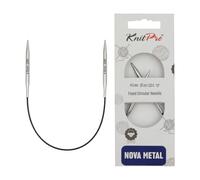 KnitPro Nova Metal: Knitting Pins: Circular: Fixed: 25cm x 4.00mm, Metall, Silver, 25cm x 4mm