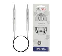 KnitPro Nova Metal: Knitting Pins: Circular: Fixed: 50cm x 8.00mm, Messing, Silver, 50cm x 8mm