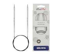 KnitPro Nova Metal: Knitting Pins: Circular: Fixed: 150cm x 4.50mm, Messing, Silver, 150cm x 4.5mm