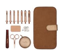 KnitPro Oasis Chunky Häkelset - 1 Holzgriff, 7 Haken in den Größen 5,5 mm bis 10 mm, 1 rotgoldene Schere, 1 Maßband, 10 Metall-Maschenmarkierer, 1 Greifer