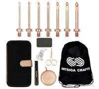 KnitPro Oasis Starter-Set, Häkelnadeln, 5,1 cm, Größe 2,0, 2,5, 3,0, 3,5, 4,0, 4,5, 5,0 mm, austauschbar, Maschenmarkierer, Maßband und mehr, Stoffetui, Bündel mit 1 Artsiga Craft-Projekttasche