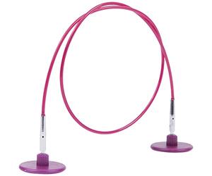 KnitPro Options Seil für Nadeln - 60cm Gesamtlänge (Seil + Nadelspitzen), Silber/Lila