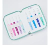 KnitPro Waves Häkelnadel-Set - 9-Haken-Deluxe-Geschenkset, Größen 2 - 6 mm, ergonomische weiche Griffe, weicher Gummigriff für arthritische Hände, leichte und bequeme Häkelnadeln zum Stricken