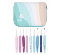 KnitPro Waves Häkelnadel-Set - 9-Haken-Deluxe-Geschenkset, Größen 2 - 6 mm, ergonomische weiche Griffe, weicher Gummigriff für arthritische Hände, leichte und bequeme Häkelnadeln zum Stricken
