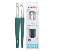 KnitPro Waves Häkelnadeln - 12-mm-Häkelnadel, ergonomische, weiche Griffe, weicher Gummigriff für arthritische Hände, leichte und bequeme Häkelnadeln zum Stricken, Smaragd, balu