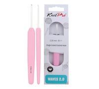 KnitPro Häkelnadel Waves 2.0 Softgriff 2,25 mm – ergonomischer weicher Gummigriff Rosa