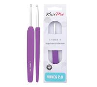 KnitPro Waves Häkelnadeln - 3,75 mm Häkelnadel, ergonomische weiche Griffe, weicher Gummigriff für arthritische Hände, leichte und bequeme Häkelnadeln zum Stricken, Rotal-Pflaume