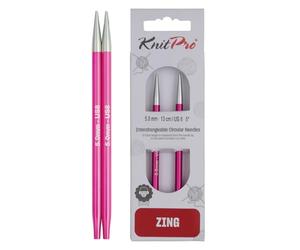 KnitPro wechselbare Nadelspitzen ZING lang, 5,00mm Rundstricknadel, Aluminium, Rubin, 12.5 x 0.5 x 0.5 cm, 2-Einheiten