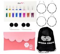 KnitPro Zing Mini Set 5,1 cm Rundstricknadeln Größe 2,5, 4, 5, 6, 7, 8, 9, 10, austauschbar, 4 Kabel, 4 Kappen, 2 Schlüssel, Stoffetui mit Projekttasche