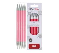 KnitPro Nadelspiel Zing K47014 – Aluminium 6,5 mm · 15 cm · Rosa