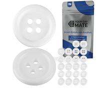 Knöpfe für Bekleidung, 24 Stück, 4-Loch, Ø 17,8 mm, in Weiss, aus Polyester, Größe 28L, Harzknöpfe für Jacke, Mantel, Hemd, Poloshirt, DIY Knopf Kunstharz, Wäscheknöpfe, Basis Button, Bastelknöpfe