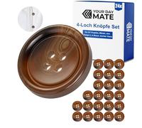 Knöpfe für Bekleidung, 24 Stück, 4-Loch, Ø 25,2 mm, in Braun, aus Polyester, Größe 40L, Harzknöpfe für Jacke, Mantel, Anorak, Wintermantel, Winterjacke, DIY Knopf Kunstharz, Wäscheknöpfe, Bastelknöpfe