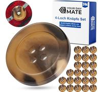 Knöpfe für Bekleidung, 24 Stück, 4-Loch, Ø 25,2 mm, in Braun, aus Polyester, Größe 40L, Harzknöpfe für Jacke, Mantel, Anorak, Wintermantel, Winterjacke, DIY Knopf Kunstharz, Wäscheknöpfe, Bastelknöpfe