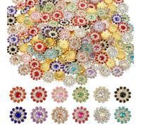 Knöpfe Gold 100 Stück Bunt Strass Knopf Kristall Blumen Knöpfe Groß Strassknöpfe 14mm Flache Rückseite Knopf für Schmuckherstellung Kleidung Strickjacke Dirndl DIY Ornamente Bunte