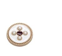 Knöpfe, Metallknöpfe, Knöpfe, 6 Stück, modische Metall-Kunstperlenknöpfe for Kleidungsstücke, Damenpullover, dekorative große, Nähzubehör(White Red,30mm)