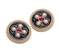 Knöpfe, Metallknöpfe, Knöpfe, 6 Stück, modische Metall-Kunstperlenknöpfe for Kleidungsstücke, Damenpullover, dekorative große, Nähzubehör(Black Red,23mm)